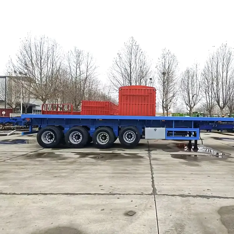 4 Axle Flatbed Trailer-flatbed trailer_skeletal trailer_low bed trailer_dump trailer_cargo trailer-Shandong Jiuzhou Automobile Manufacturing Co., Ltd.  4 Axle Flatbed Trailer-flatbed trailer_skeletal trailer_low bed trailer_dump trailer_cargo trailer-Shandong Jiuzhou Automobile Manufacturing Co., Ltd.