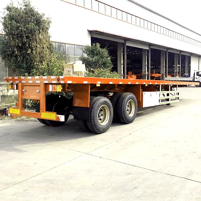 2 Axle Flatbed Trailer-flatbed trailer_skeletal trailer_low bed trailer_dump trailer_cargo trailer-Shandong Jiuzhou Automobile Manufacturing Co., Ltd.  2 Axle Flatbed Trailer-flatbed trailer_skeletal trailer_low bed trailer_dump trailer_cargo trailer-Shandong Jiuzhou Automobile Manufacturing Co., Ltd.