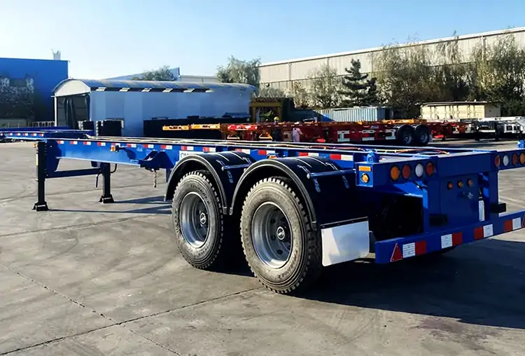 2 Axle skeleton trailer for sale-flatbed trailer_skeletal trailer_low bed trailer_dump trailer_cargo trailer-Shandong Jiuzhou Automobile Manufacturing Co., Ltd. 2 Axle skeleton trailer for sale-flatbed trailer_skeletal trailer_low bed trailer_dump trailer_cargo trailer-Shandong Jiuzhou Automobile Manufacturing Co., Ltd.