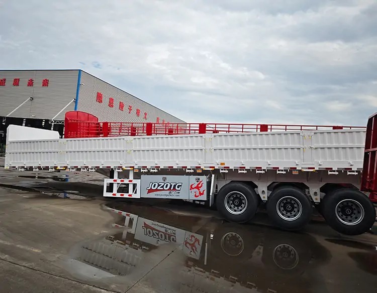 3-Axle 40-Ton Side Wall Trailer Exported to Congo-flatbed trailer_skeletal trailer_low bed trailer_dump trailer_cargo trailer-Shandong Jiuzhou Automobile Manufacturing Co., Ltd. 3-Axle 40-Ton Side Wall Trailer Exported to Congo-flatbed trailer_skeletal trailer_low bed trailer_dump trailer_cargo trailer-Shandong Jiuzhou Automobile Manufacturing Co., Ltd.