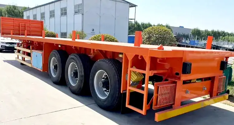 3 Axle 13m Flatbed Trailer-flatbed trailer_skeletal trailer_low bed trailer_dump trailer_cargo trailer-Shandong Jiuzhou Automobile Manufacturing Co., Ltd.  3 Axle 13m Flatbed Trailer-flatbed trailer_skeletal trailer_low bed trailer_dump trailer_cargo trailer-Shandong Jiuzhou Automobile Manufacturing Co., Ltd.