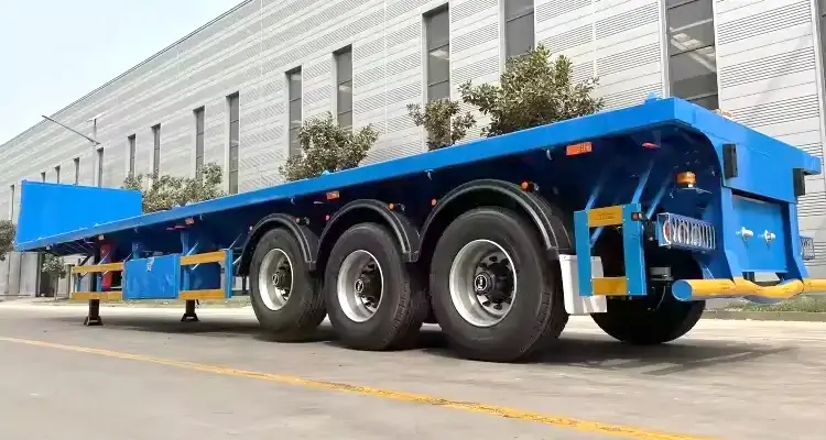 Tri Axle 40Ton Flatbed Trailer-flatbed trailer_skeletal trailer_low bed trailer_dump trailer_cargo trailer-Shandong Jiuzhou Automobile Manufacturing Co., Ltd.  Tri Axle 40Ton Flatbed Trailer-flatbed trailer_skeletal trailer_low bed trailer_dump trailer_cargo trailer-Shandong Jiuzhou Automobile Manufacturing Co., Ltd.