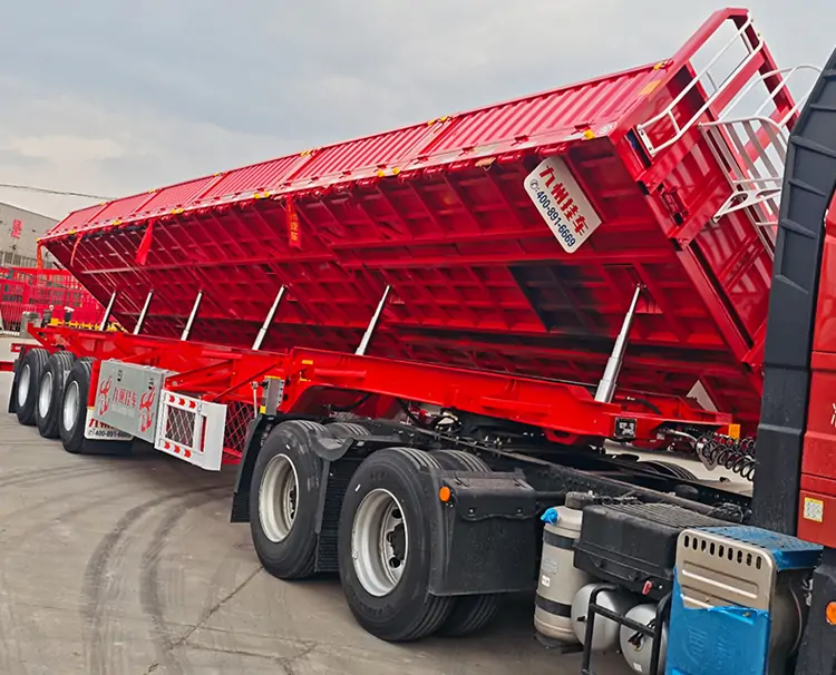 3 axle 68CBM Side Dump Trailer-flatbed trailer_skeletal trailer_low bed trailer_dump trailer_cargo trailer-Shandong Jiuzhou Automobile Manufacturing Co., Ltd. 3 axle 68CBM Side Dump Trailer-flatbed trailer_skeletal trailer_low bed trailer_dump trailer_cargo trailer-Shandong Jiuzhou Automobile Manufacturing Co., Ltd.