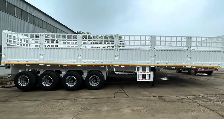 70Ton 4 Axle Fence Trailer for Transporting Sugar Cane-flatbed trailer_skeletal trailer_low bed trailer_dump trailer_cargo trailer-Shandong Jiuzhou Automobile Manufacturing Co., Ltd. 70Ton 4 Axle Fence Trailer for Transporting Sugar Cane-flatbed trailer_skeletal trailer_low bed trailer_dump trailer_cargo trailer-Shandong Jiuzhou Automobile Manufacturing Co., Ltd.