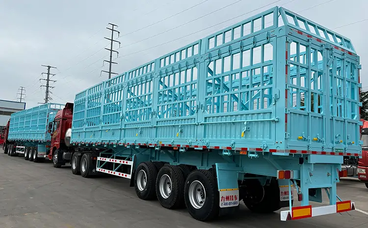 The New-type 3 axle Side Dump Trailer-flatbed trailer_skeletal trailer_low bed trailer_dump trailer_cargo trailer-Shandong Jiuzhou Automobile Manufacturing Co., Ltd.