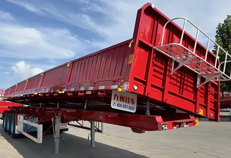 Tri axle Side Dump Trailer-flatbed trailer_skeletal trailer_low bed trailer_dump trailer_cargo trailer-Shandong Jiuzhou Automobile Manufacturing Co., Ltd. Tri axle Side Dump Trailer-flatbed trailer_skeletal trailer_low bed trailer_dump trailer_cargo trailer-Shandong Jiuzhou Automobile Manufacturing Co., Ltd.