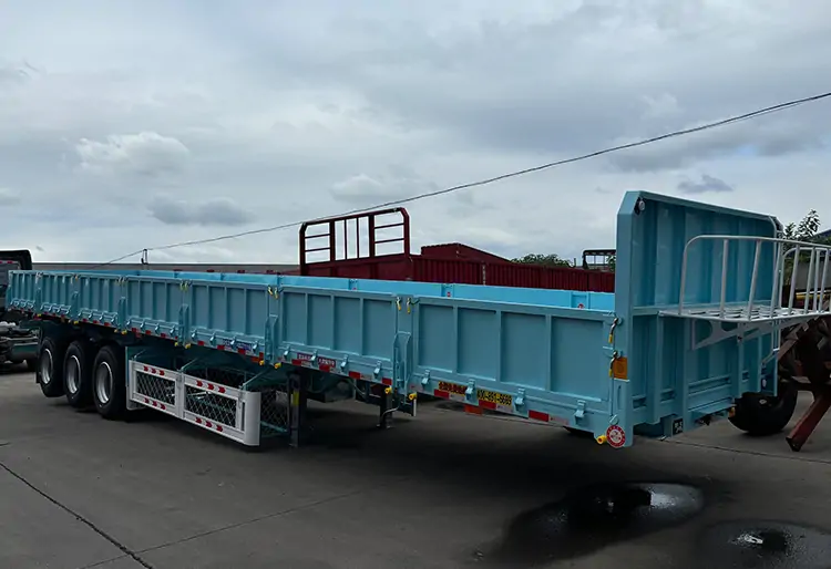 Tri axle Side Dump Trailer with Mechanical suspension-flatbed trailer_skeletal trailer_low bed trailer_dump trailer_cargo trailer-Shandong Jiuzhou Automobile Manufacturing Co., Ltd. Tri axle Side Dump Trailer with Mechanical suspension-flatbed trailer_skeletal trailer_low bed trailer_dump trailer_cargo trailer-Shandong Jiuzhou Automobile Manufacturing Co., Ltd.