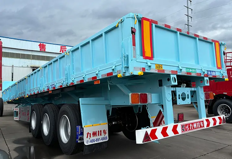 Tri axle Side Dump Trailer with Mechanical suspension-flatbed trailer_skeletal trailer_low bed trailer_dump trailer_cargo trailer-Shandong Jiuzhou Automobile Manufacturing Co., Ltd. Tri axle Side Dump Trailer with Mechanical suspension-flatbed trailer_skeletal trailer_low bed trailer_dump trailer_cargo trailer-Shandong Jiuzhou Automobile Manufacturing Co., Ltd.