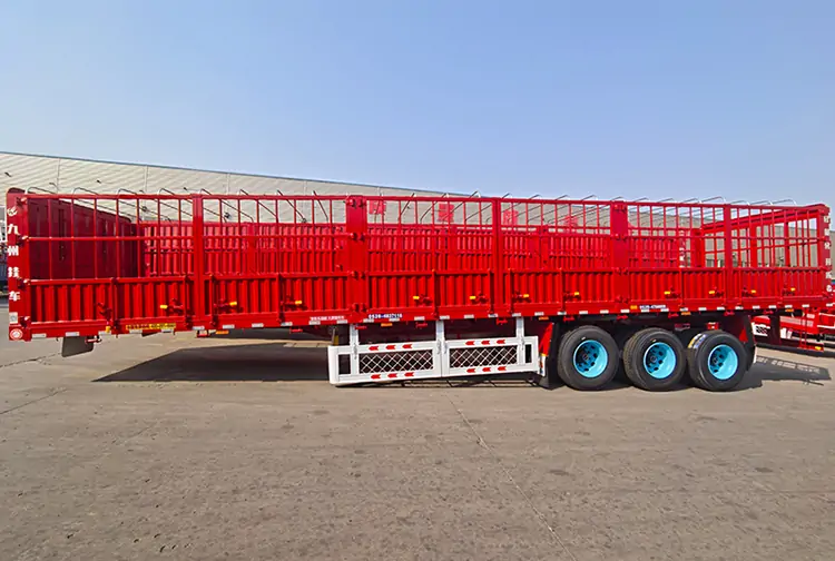 80Ton 3 Axle Animal Fence Truck Trailer-flatbed trailer_skeletal trailer_low bed trailer_dump trailer_cargo trailer-Shandong Jiuzhou Automobile Manufacturing Co., Ltd. 80Ton 3 Axle Animal Fence Truck Trailer-flatbed trailer_skeletal trailer_low bed trailer_dump trailer_cargo trailer-Shandong Jiuzhou Automobile Manufacturing Co., Ltd.