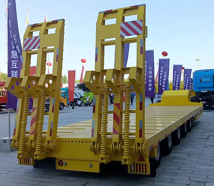 5 Axle 100TON Lowboy Trailer-flatbed trailer_skeletal trailer_low bed trailer_dump trailer_cargo trailer-Shandong Jiuzhou Automobile Manufacturing Co., Ltd. 5 Axle 100TON Lowboy Trailer-flatbed trailer_skeletal trailer_low bed trailer_dump trailer_cargo trailer-Shandong Jiuzhou Automobile Manufacturing Co., Ltd.
