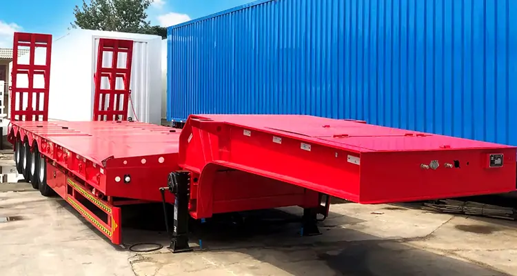 4 Axle 80T Lowbed Trailer-flatbed trailer_skeletal trailer_low bed trailer_dump trailer_cargo trailer-Shandong Jiuzhou Automobile Manufacturing Co., Ltd. 4 Axle 80T Lowbed Trailer-flatbed trailer_skeletal trailer_low bed trailer_dump trailer_cargo trailer-Shandong Jiuzhou Automobile Manufacturing Co., Ltd.