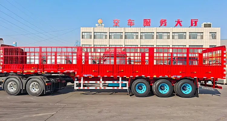 3 Axle 40 Ton Fence Trailer-flatbed trailer_skeletal trailer_low bed trailer_dump trailer_cargo trailer-Shandong Jiuzhou Automobile Manufacturing Co., Ltd. 3 Axle 40 Ton Fence Trailer-flatbed trailer_skeletal trailer_low bed trailer_dump trailer_cargo trailer-Shandong Jiuzhou Automobile Manufacturing Co., Ltd.