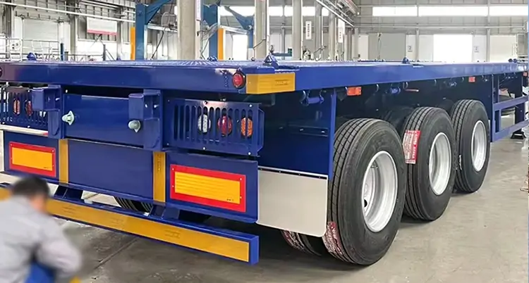 40ft Flatbed Semi Truck Container Trailer -flatbed trailer_skeletal trailer_low bed trailer_dump trailer_cargo trailer-Shandong Jiuzhou Automobile Manufacturing Co., Ltd. 40ft Flatbed Semi Truck Container Trailer -flatbed trailer_skeletal trailer_low bed trailer_dump trailer_cargo trailer-Shandong Jiuzhou Automobile Manufacturing Co., Ltd.