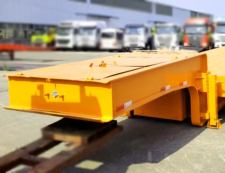 3 Axle 80Ton Lowbed Semi Trailer for Crane-flatbed trailer_skeletal trailer_low bed trailer_dump trailer_cargo trailer-Shandong Jiuzhou Automobile Manufacturing Co., Ltd.
