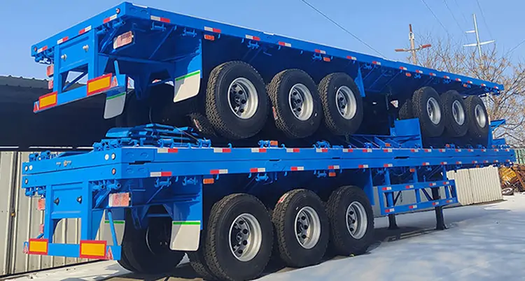 40ft Flatbed Semi Truck Container Trailer -flatbed trailer_skeletal trailer_low bed trailer_dump trailer_cargo trailer-Shandong Jiuzhou Automobile Manufacturing Co., Ltd. 40ft Flatbed Semi Truck Container Trailer -flatbed trailer_skeletal trailer_low bed trailer_dump trailer_cargo trailer-Shandong Jiuzhou Automobile Manufacturing Co., Ltd.