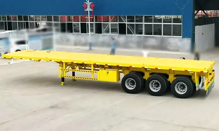  3 Axle 60Ton Flatbed Trailer-flatbed trailer_skeletal trailer_low bed trailer_dump trailer_cargo trailer-Shandong Jiuzhou Automobile Manufacturing Co., Ltd.