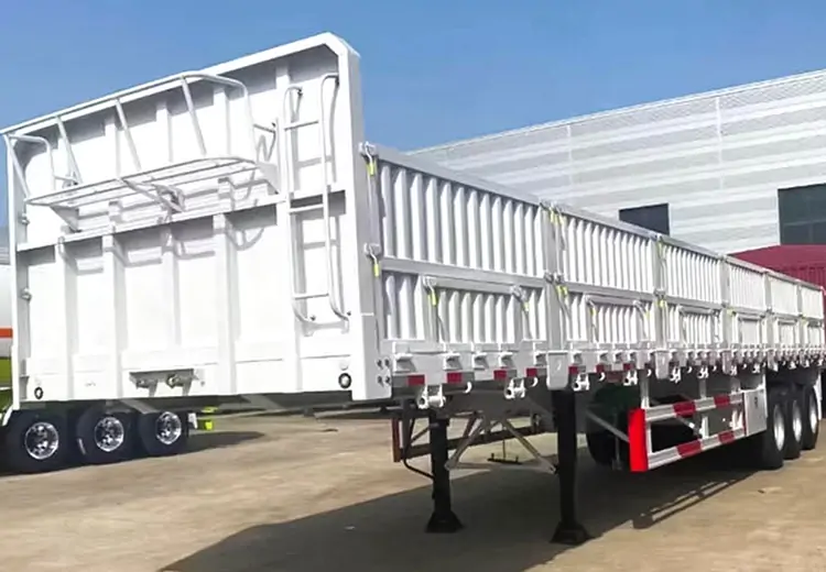 Tri Axle 40cbm Sidewall Trailer-flatbed trailer_skeletal trailer_low bed trailer_dump trailer_cargo trailer-Shandong Jiuzhou Automobile Manufacturing Co., Ltd.