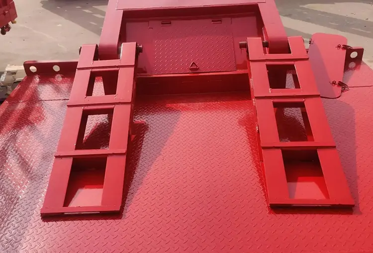 3 Axle 80Ton Hydraulic Lowbed Truck Trailer-flatbed trailer_skeletal trailer_low bed trailer_dump trailer_cargo trailer-Shandong Jiuzhou Automobile Manufacturing Co., Ltd.