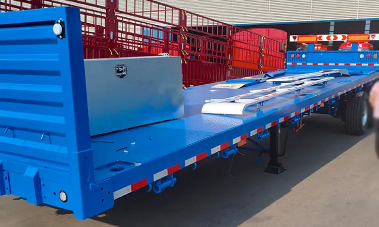  3 Axle 40Ton Flatbed Trailer-flatbed trailer_skeletal trailer_low bed trailer_dump trailer_cargo trailer-Shandong Jiuzhou Automobile Manufacturing Co., Ltd.