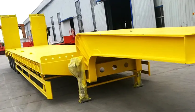 4 Axle 50 Tons Low Bed Truck Semi Trailer-flatbed trailer_skeletal trailer_low bed trailer_dump trailer_cargo trailer-Shandong Jiuzhou Automobile Manufacturing Co., Ltd.