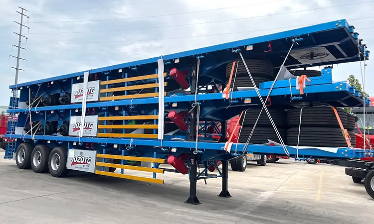  40/45 Feet Container Flat Deck Trailer-flatbed trailer_skeletal trailer_low bed trailer_dump trailer_cargo trailer-Shandong Jiuzhou Automobile Manufacturing Co., Ltd.