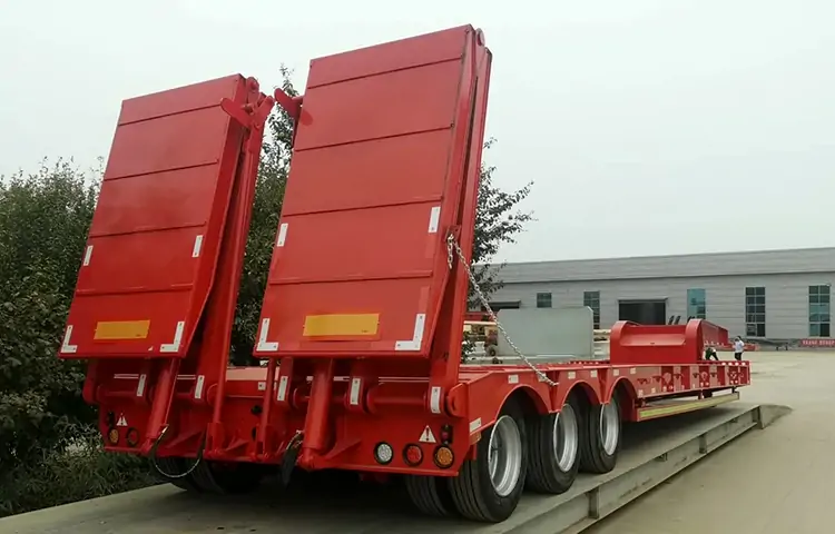 Tri Axle 60Ton Lowbed Semi Trailer-flatbed trailer_skeletal trailer_low bed trailer_dump trailer_cargo trailer-Shandong Jiuzhou Automobile Manufacturing Co., Ltd.