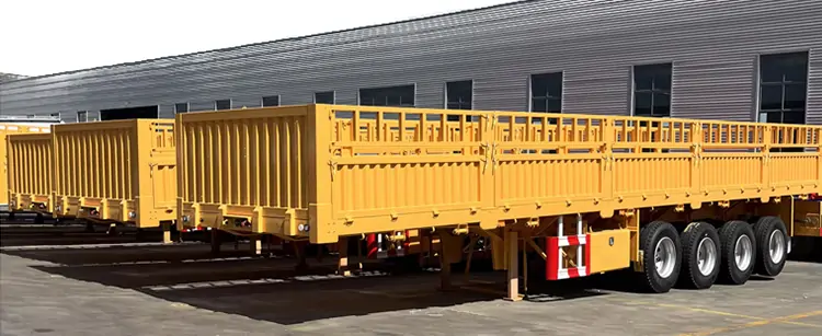 3 Axle Sidewall Semi Truck Trailer-flatbed trailer_skeletal trailer_low bed trailer_dump trailer_cargo trailer-Shandong Jiuzhou Automobile Manufacturing Co., Ltd.