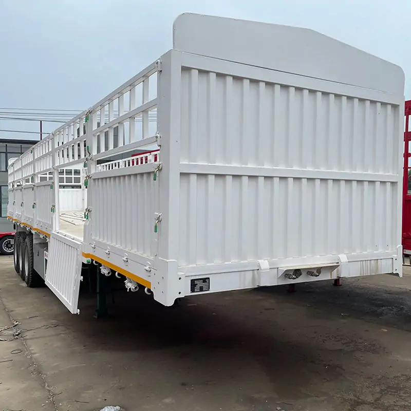 4 Axle 100tons Fence Cargo Semi Trailer-flatbed trailer_skeletal trailer_low bed trailer_dump trailer_cargo trailer-Shandong Jiuzhou Automobile Manufacturing Co., Ltd. 4 Axle 100tons Fence Cargo Semi Trailer-flatbed trailer_skeletal trailer_low bed trailer_dump trailer_cargo trailer-Shandong Jiuzhou Automobile Manufacturing Co., Ltd.