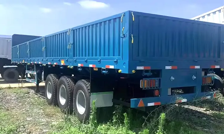 60 Tons 3 Axles Fence Side Wall Semi Trailer-flatbed trailer_skeletal trailer_low bed trailer_dump trailer_cargo trailer-Shandong Jiuzhou Automobile Manufacturing Co., Ltd. 60 Tons 3 Axles Fence Side Wall Semi Trailer-flatbed trailer_skeletal trailer_low bed trailer_dump trailer_cargo trailer-Shandong Jiuzhou Automobile Manufacturing Co., Ltd.