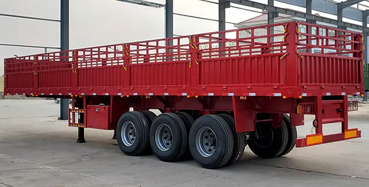40ft Container 80tons Fence Cargo Semi Trailer-flatbed trailer_skeletal trailer_low bed trailer_dump trailer_cargo trailer-Shandong Jiuzhou Automobile Manufacturing Co., Ltd.