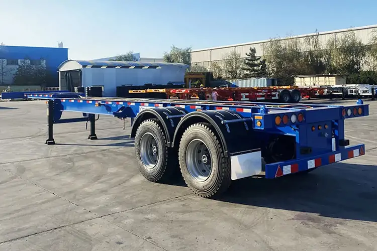 Factory Price 20feet & 40feet Skeleton Container Trailer (Copy)-flatbed trailer_skeletal trailer_low bed trailer_dump trailer_cargo trailer-Shandong Jiuzhou Automobile Manufacturing Co., Ltd.