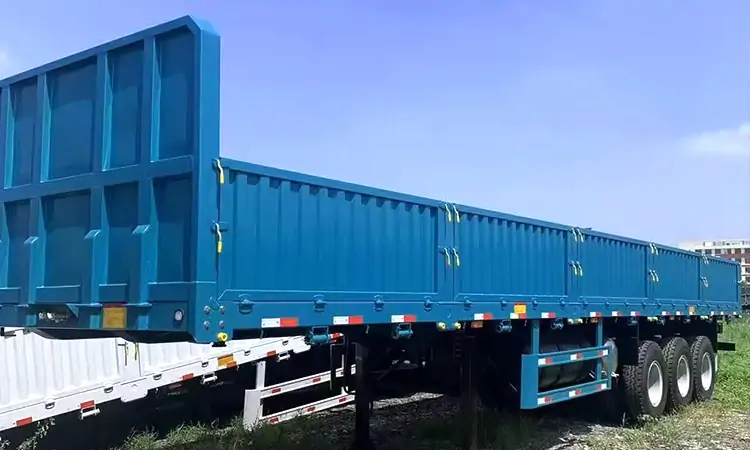 60 Tons 3 Axles Fence Side Wall Semi Trailer-flatbed trailer_skeletal trailer_low bed trailer_dump trailer_cargo trailer-Shandong Jiuzhou Automobile Manufacturing Co., Ltd. 60 Tons 3 Axles Fence Side Wall Semi Trailer-flatbed trailer_skeletal trailer_low bed trailer_dump trailer_cargo trailer-Shandong Jiuzhou Automobile Manufacturing Co., Ltd.