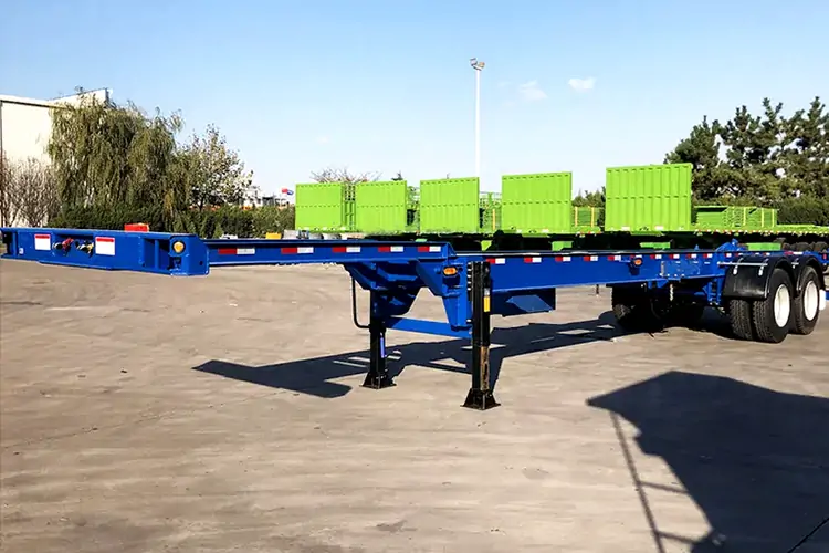 Factory Price 20feet & 40feet Skeleton Container Trailer (Copy)-flatbed trailer_skeletal trailer_low bed trailer_dump trailer_cargo trailer-Shandong Jiuzhou Automobile Manufacturing Co., Ltd.