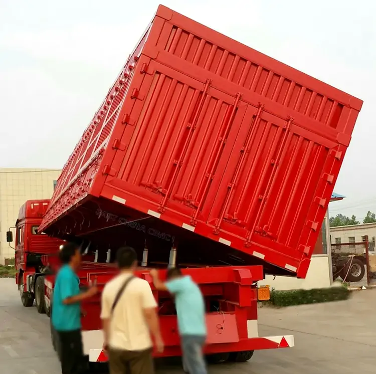 JOZOTG Side-Dump Semi-Trailer: Optimized for Sand & Aggregate Haulage in African Construction-flatbed trailer_skeletal trailer_low bed trailer_dump trailer_cargo trailer-Shandong Jiuzhou Automobile Manufacturing Co., Ltd.