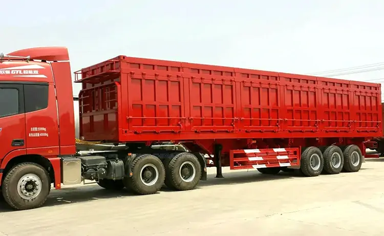 JOZOTG Side-Dump Semi-Trailer: Optimized for Sand & Aggregate Haulage in African Construction-flatbed trailer_skeletal trailer_low bed trailer_dump trailer_cargo trailer-Shandong Jiuzhou Automobile Manufacturing Co., Ltd.