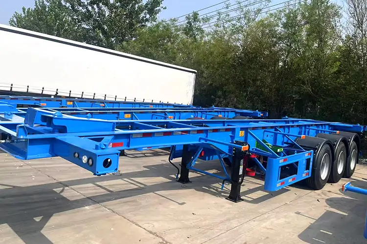 20ft & 40ft Container Skeleton Trailer-flatbed trailer_skeletal trailer_low bed trailer_dump trailer_cargo trailer-Shandong Jiuzhou Automobile Manufacturing Co., Ltd.