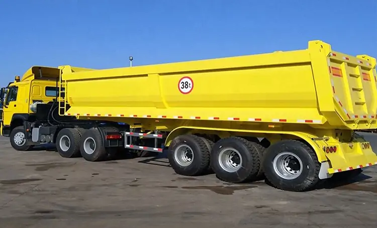 3 Axle Rear Dump Semi Trailer-flatbed trailer_skeletal trailer_low bed trailer_dump trailer_cargo trailer-Shandong Jiuzhou Automobile Manufacturing Co., Ltd.