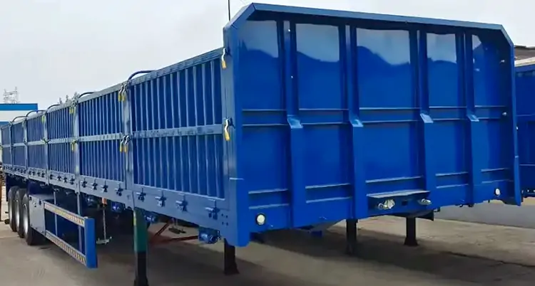 3 Axles Cargo Grain Side Wall Semi Trailer-flatbed trailer_skeletal trailer_low bed trailer_dump trailer_cargo trailer-Shandong Jiuzhou Automobile Manufacturing Co., Ltd.