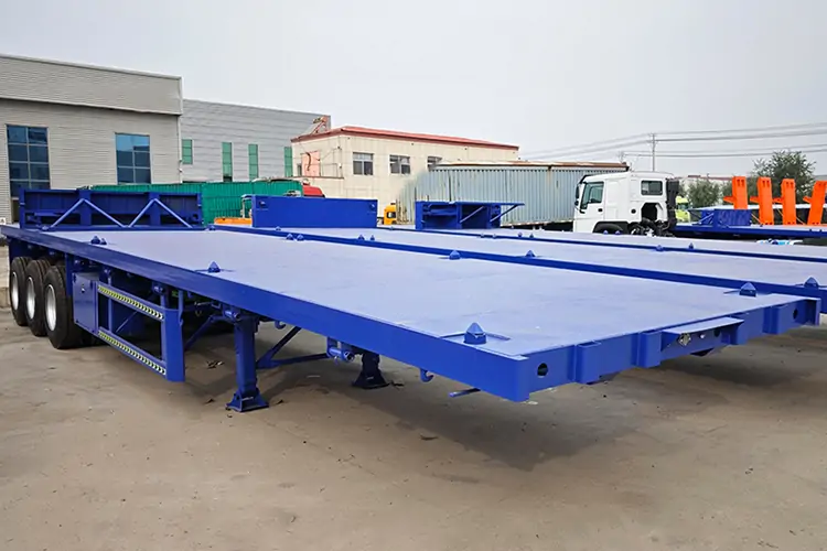 Factory New Shipping 20Ft 40ft 45ft Flatbed Trailer-flatbed trailer_skeletal trailer_low bed trailer_dump trailer_cargo trailer-Shandong Jiuzhou Automobile Manufacturing Co., Ltd. Factory New Shipping 20Ft 40ft 45ft Flatbed Trailer-flatbed trailer_skeletal trailer_low bed trailer_dump trailer_cargo trailer-Shandong Jiuzhou Automobile Manufacturing Co., Ltd.