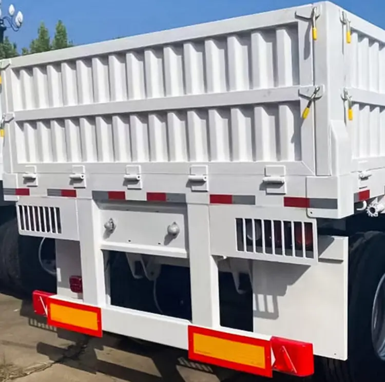 3-4 Axle Steel Fence Drop Side Semi-Trailer-flatbed trailer_skeletal trailer_low bed trailer_dump trailer_cargo trailer-Shandong Jiuzhou Automobile Manufacturing Co., Ltd.