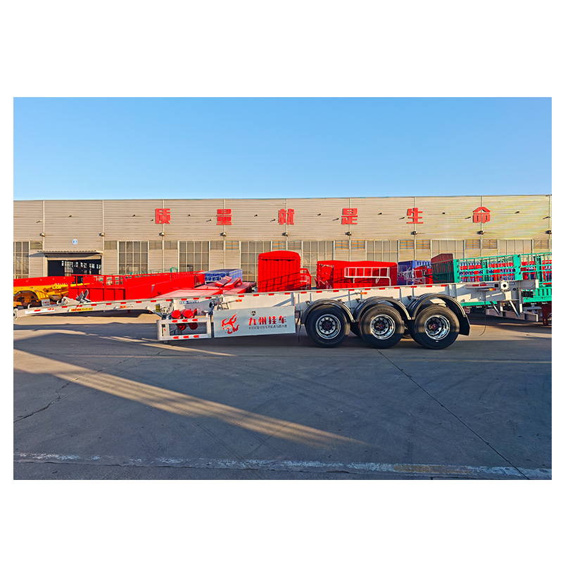 China Top Manufacture Jiuzhou Skeleton Semi Truck Container Chassis-flatbed trailer_skeletal trailer_low bed trailer_dump trailer_cargo trailer-Shandong Jiuzhou Automobile Manufacturing Co., Ltd.