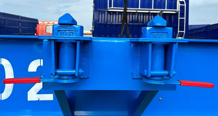 2/3/4 Axle Steel Skeleton Semi Truck Container Chassis-flatbed trailer_skeletal trailer_low bed trailer_dump trailer_cargo trailer-Shandong Jiuzhou Automobile Manufacturing Co., Ltd.