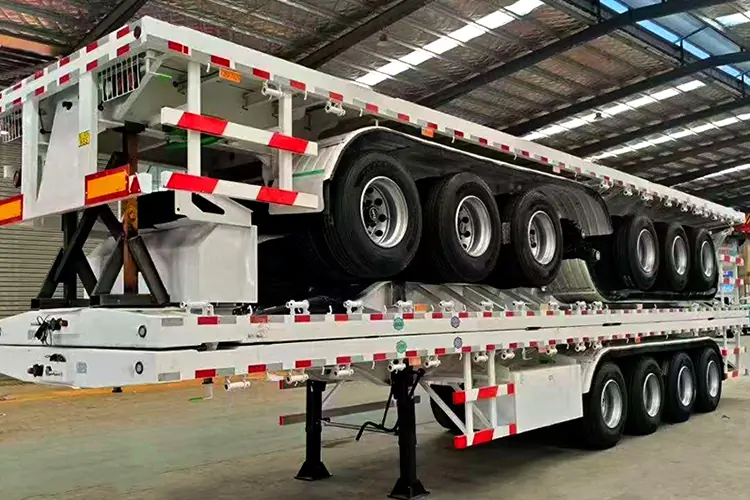 40 Feet 3 Axle Flatbed Semi Trailer-flatbed trailer_skeletal trailer_low bed trailer_dump trailer_cargo trailer-Shandong Jiuzhou Automobile Manufacturing Co., Ltd. 40 Feet 3 Axle Flatbed Semi Trailer-flatbed trailer_skeletal trailer_low bed trailer_dump trailer_cargo trailer-Shandong Jiuzhou Automobile Manufacturing Co., Ltd.