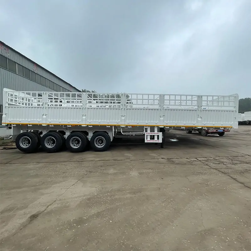 3 Axles JOZOTG Sidewall Fence Trailer-flatbed trailer_skeletal trailer_low bed trailer_dump trailer_cargo trailer-Shandong Jiuzhou Automobile Manufacturing Co., Ltd.