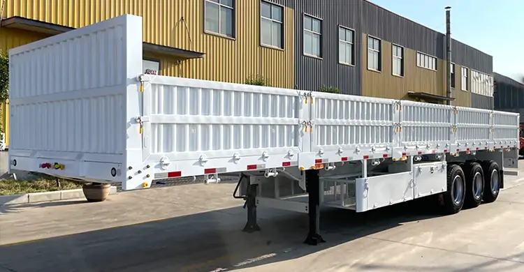 High Quality 3 Axle Side Wall Semi Trailer-flatbed trailer_skeletal trailer_low bed trailer_dump trailer_cargo trailer-Shandong Jiuzhou Automobile Manufacturing Co., Ltd.