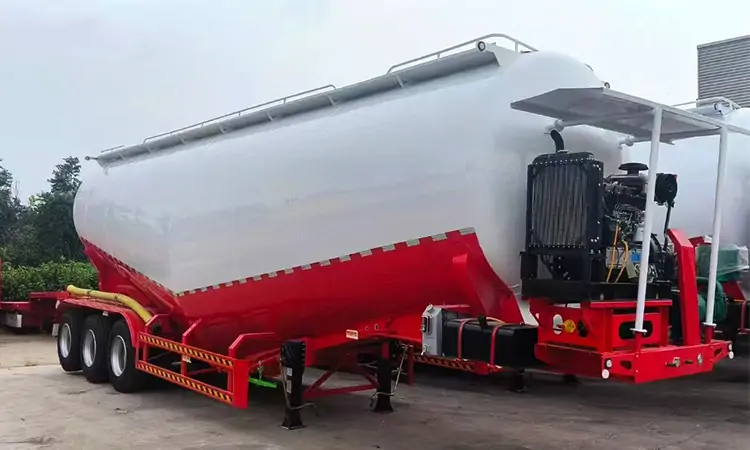 Application of Powder Tank Semi-Trailers in the Infrastructure Construction Industry-flatbed trailer_skeletal trailer_low bed trailer_dump trailer_cargo trailer-Shandong Jiuzhou Automobile Manufacturing Co., Ltd.