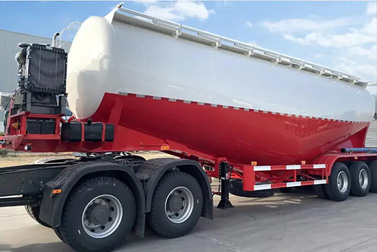 Application of Powder Tank Semi-Trailers in the Infrastructure Construction Industry-flatbed trailer_skeletal trailer_low bed trailer_dump trailer_cargo trailer-Shandong Jiuzhou Automobile Manufacturing Co., Ltd.