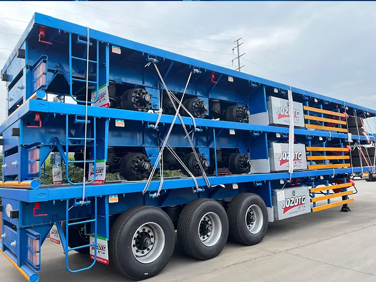 3 Axles 20 Ft Flatbed Container Trailer-flatbed trailer_skeletal trailer_low bed trailer_dump trailer_cargo trailer-Shandong Jiuzhou Automobile Manufacturing Co., Ltd. 3 Axles 20 Ft Flatbed Container Trailer-flatbed trailer_skeletal trailer_low bed trailer_dump trailer_cargo trailer-Shandong Jiuzhou Automobile Manufacturing Co., Ltd.