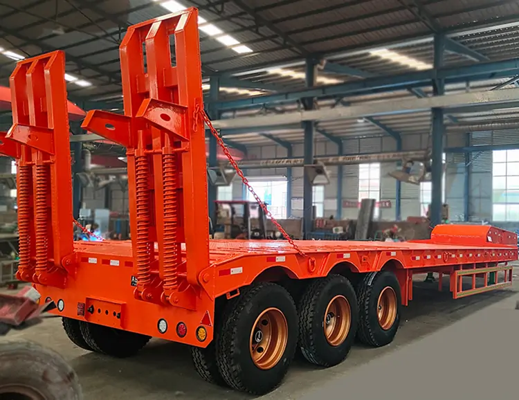 JOZOTG Customized 60ton Low Bed Semi Trailer-flatbed trailer_skeletal trailer_low bed trailer_dump trailer_cargo trailer-Shandong Jiuzhou Automobile Manufacturing Co., Ltd.