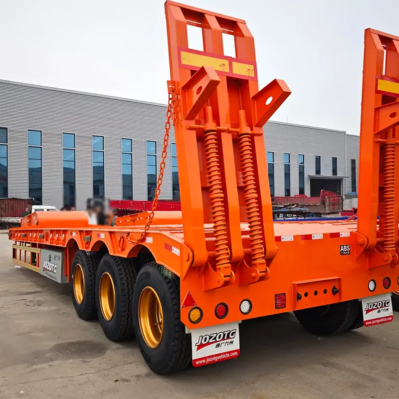 JOZOTG Customized 60ton Low Bed Semi Trailer-flatbed trailer_skeletal trailer_low bed trailer_dump trailer_cargo trailer-Shandong Jiuzhou Automobile Manufacturing Co., Ltd.